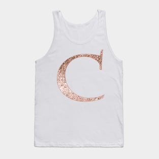 C rose gold glitter monogram letter Tank Top